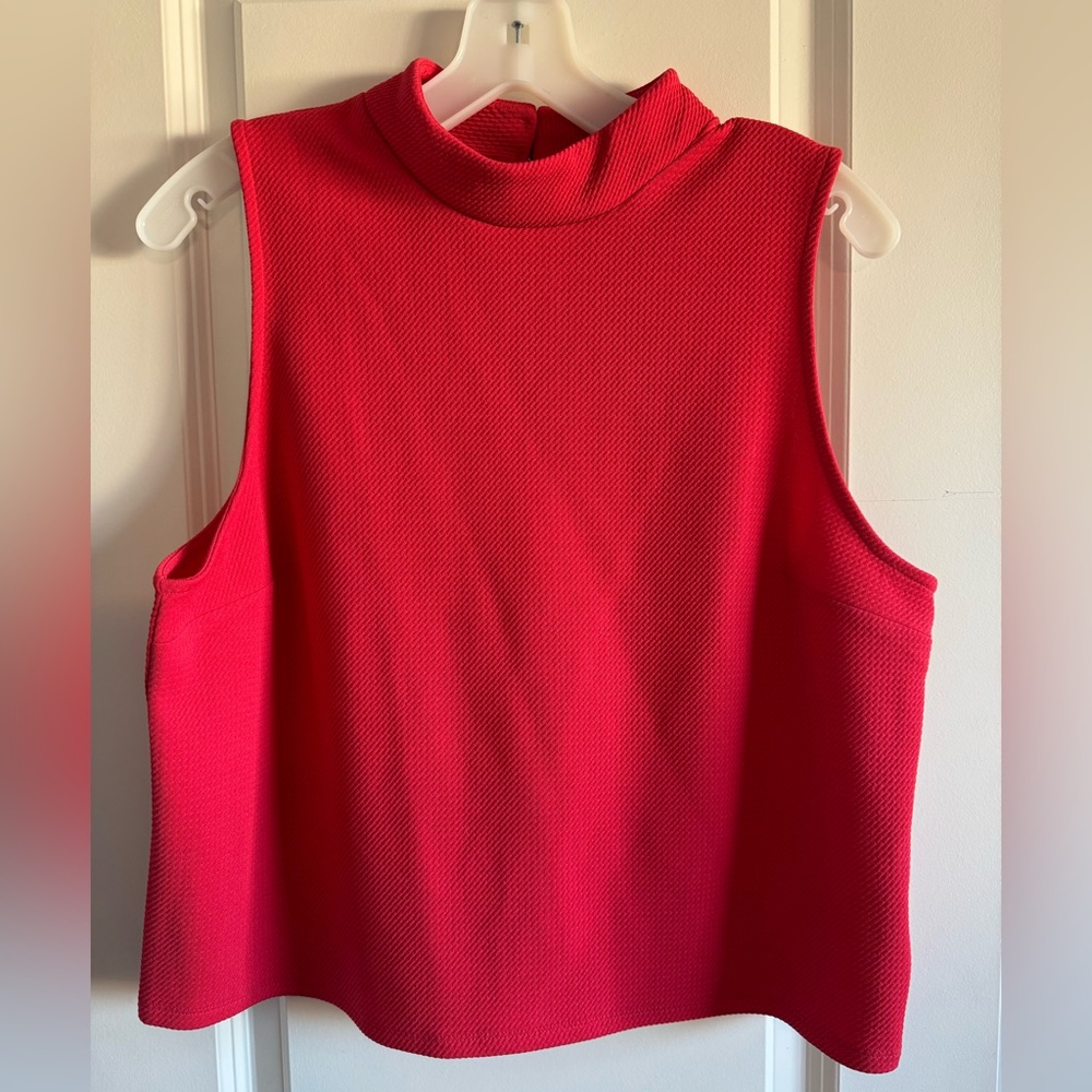 Express Vibrant Red Sleeveless Mockneck Blouse